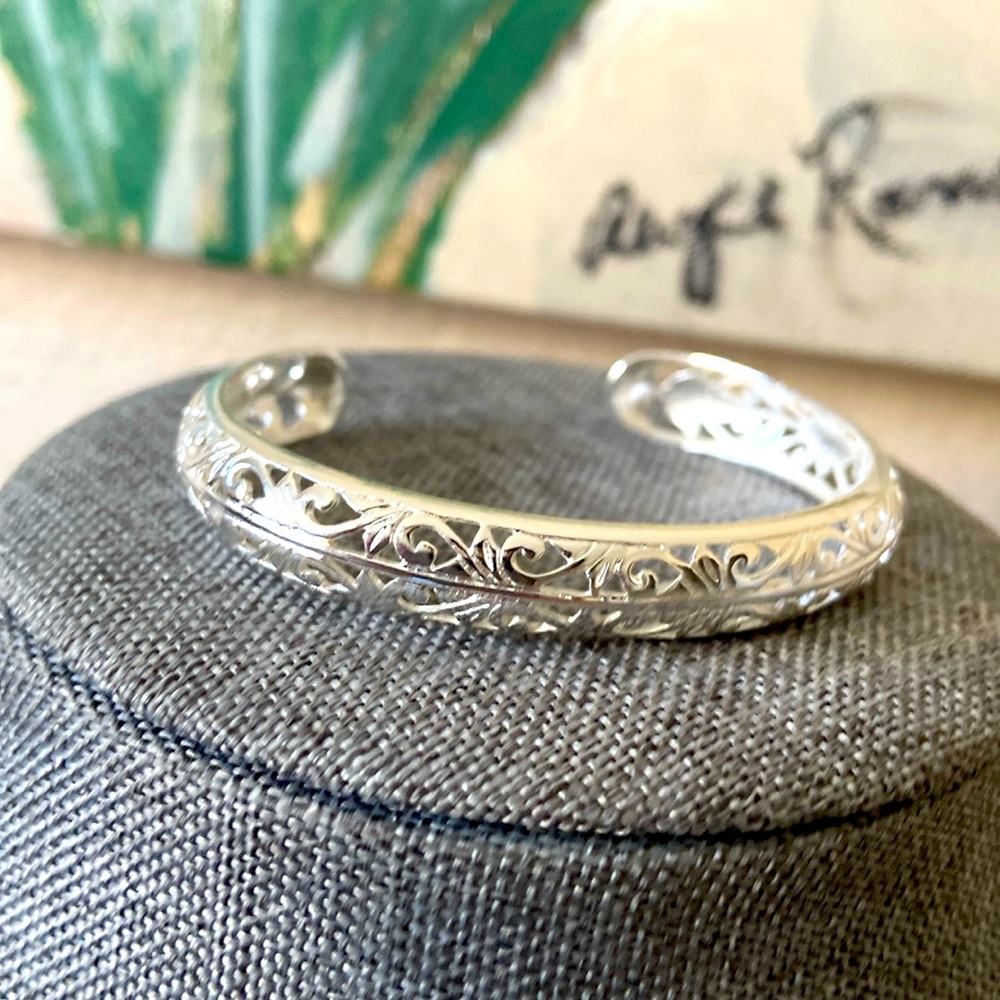 Vintage 90s STERLING SILVER 925 Filigree Cuff